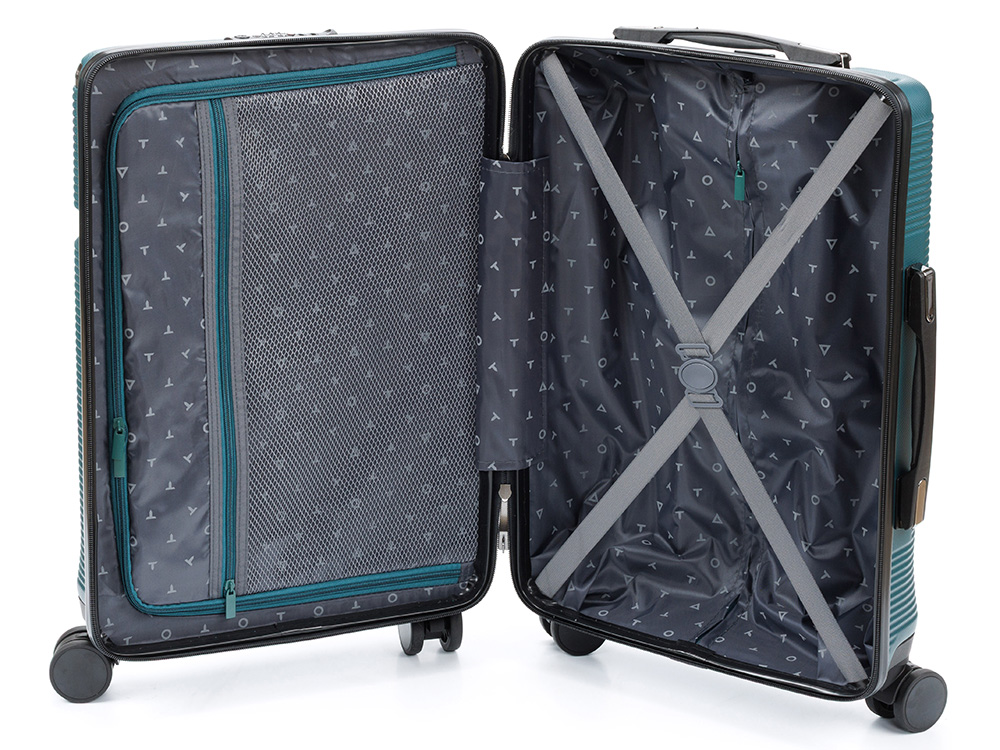 Чемодан TORBER ОНЕГА, зелёный, ABS-пластик, 59,5 х 39,5 х 24 см, 46 л