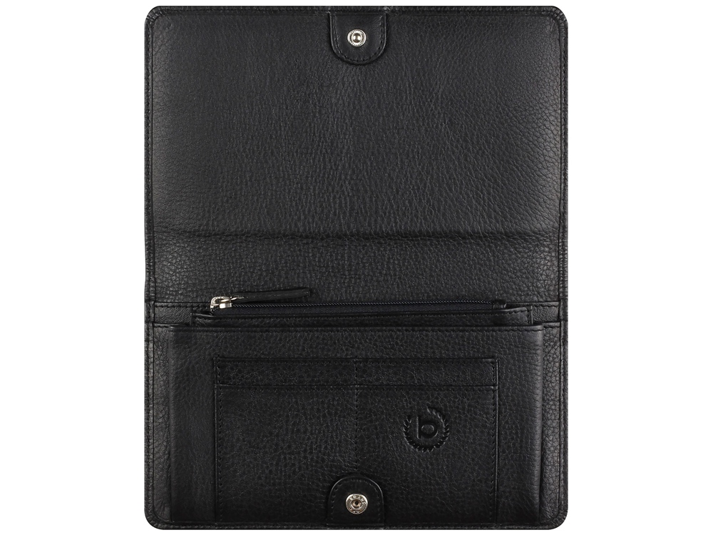 Кошелёк женский BUGATTI СУПЕР ЛЕДИ | LADY TOP, чёрный, натуральная воловья кожа, 19,5х2х11,2 см