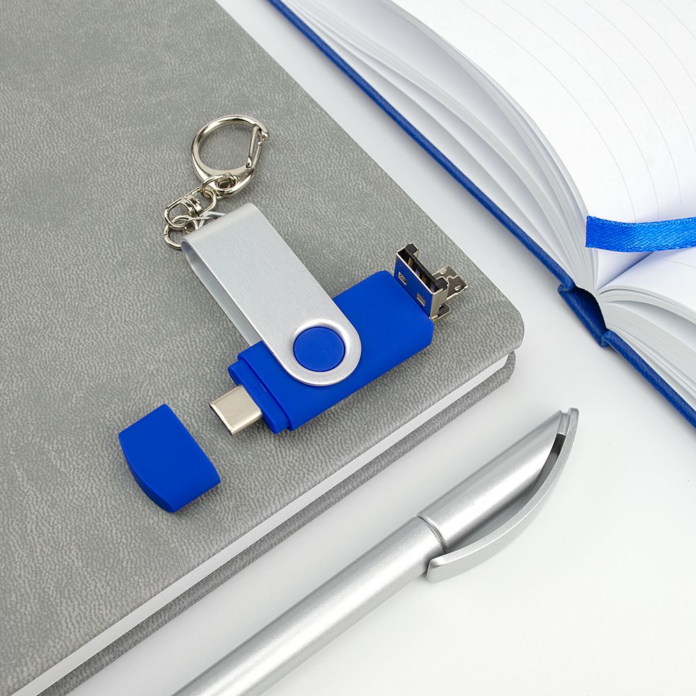 Флешка Trio Twist, синяя фото на сайте Print Logo.