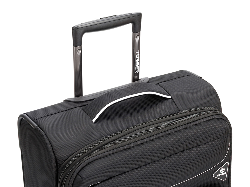 Чемодан TORBER НЕРО, чёрный, переработанный ПЭТ, 40 х 20 х 55 см, 37 л