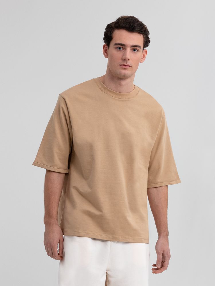 Футболка оверсайз унисекс Kosmos 2.0, бежевая, размер M/L