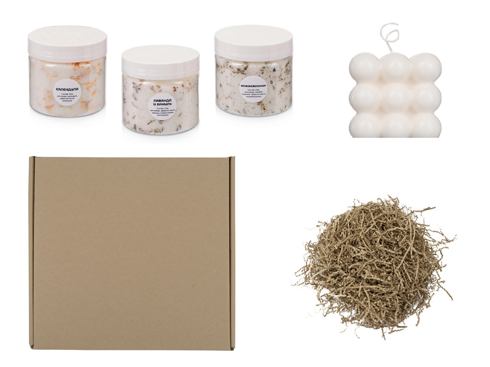 Подарочный набор с солью для ванны и свечой с логотипом  | Print Logo