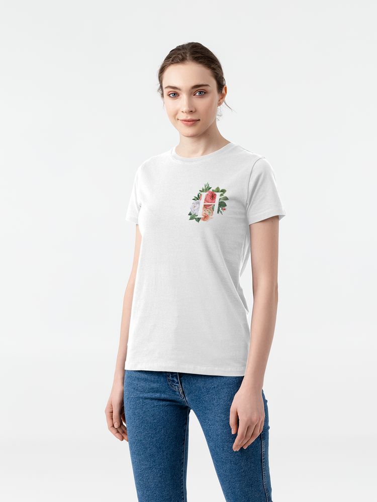 Футболка женская «Цветочная азбука: Н» — пример нанесения логотипа (CoolColor) | Print Logo