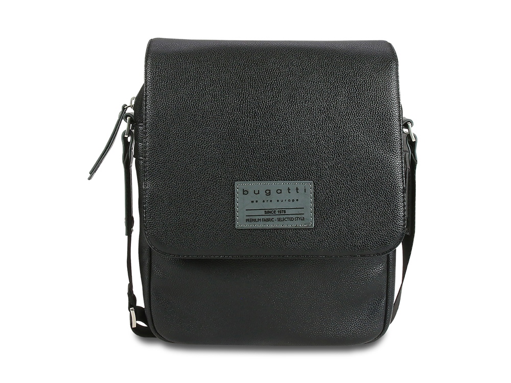 Сумка наплечная BUGATTI МОТОБАЙК D | MOTO D, чёрная, полиуретан, 25х8х30 см, 4 л