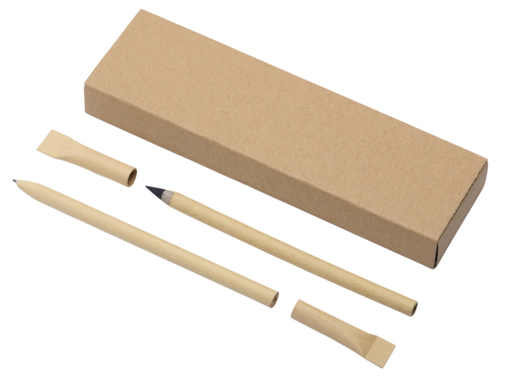 Подарочный набор Recycled Duo c шариковой ручкой и вечным карандашом из переработанной бумаги с логотипом  | Print Logo