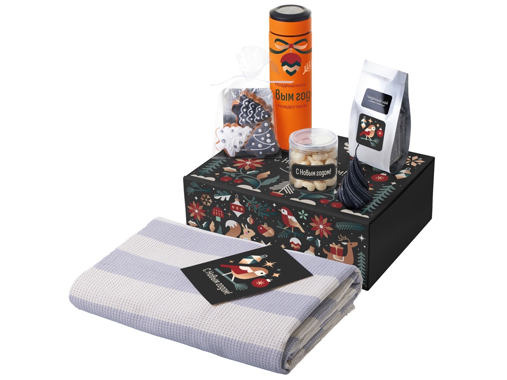 Подарочный набор Re:Warm с пледом, термосом и свечой с логотипом  | Print Logo
