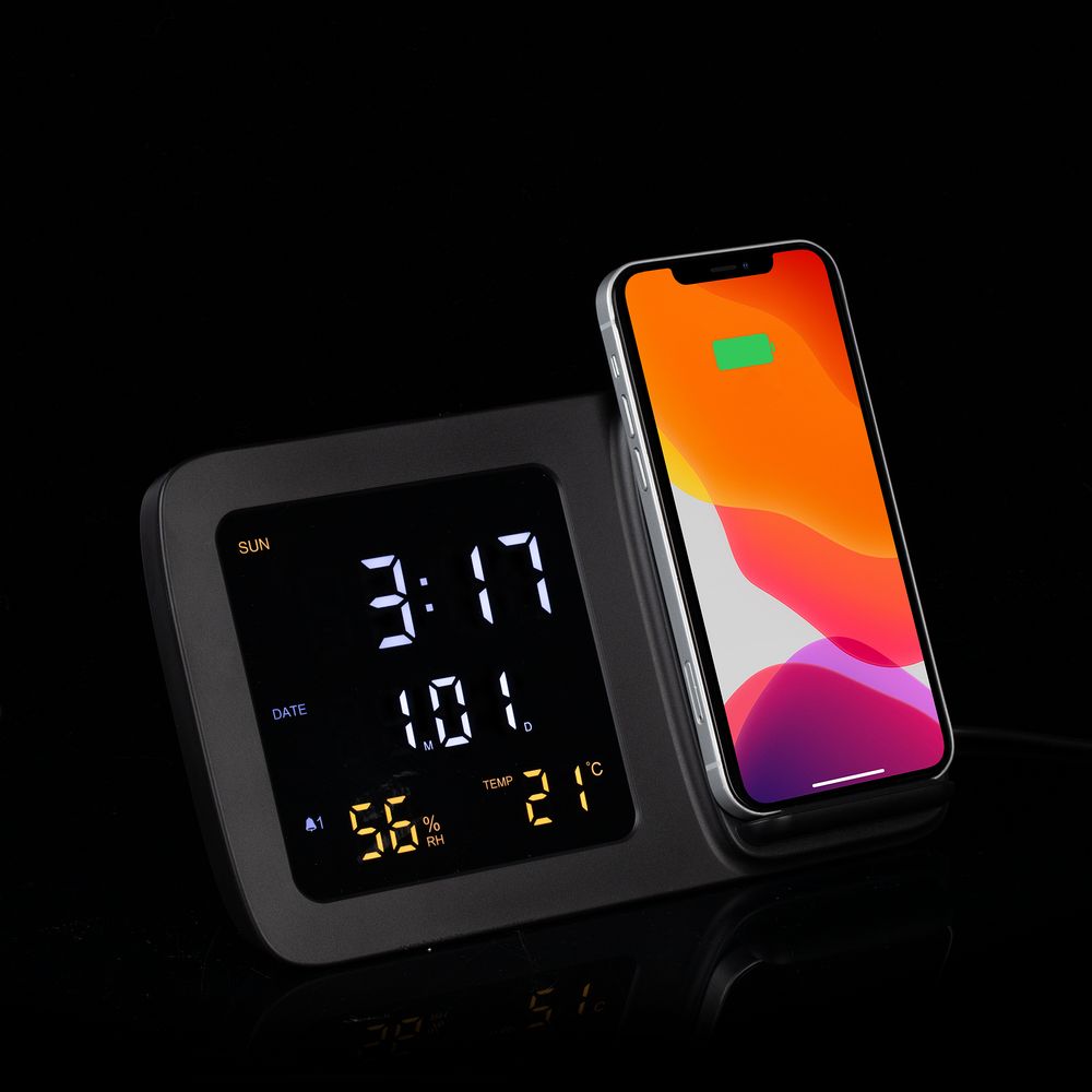 Станция беспроводной зарядки с часами и календарем Novem
