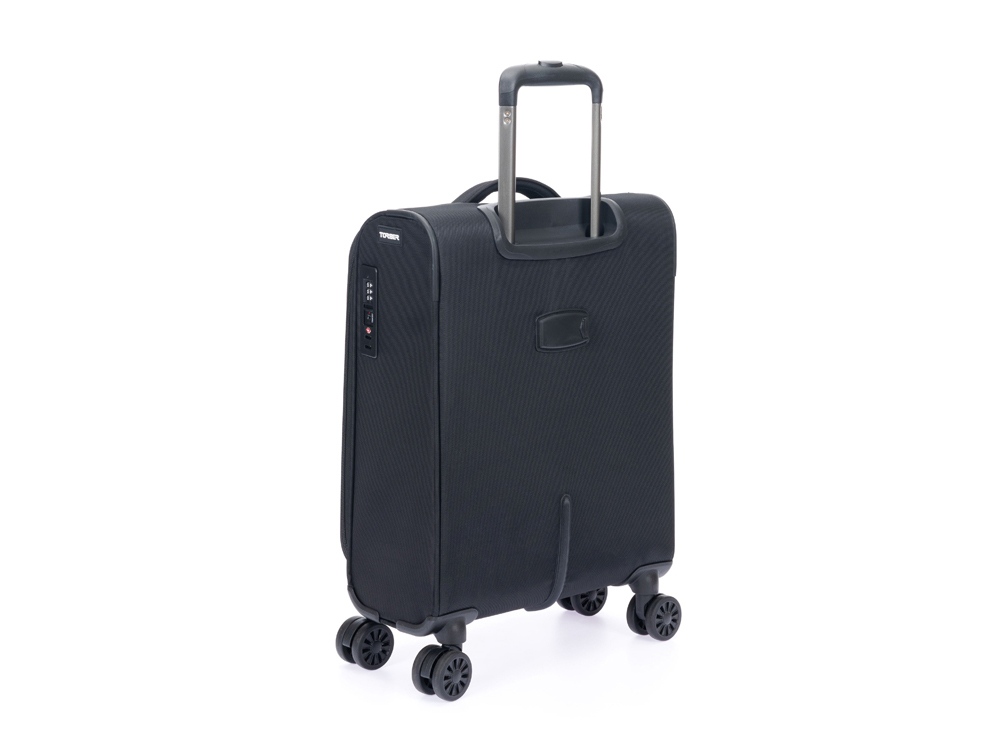 Чемодан TORBER СЕЙД, чёрный, нейлон 600D, 36,5 х 19 х 54 см, 32 л