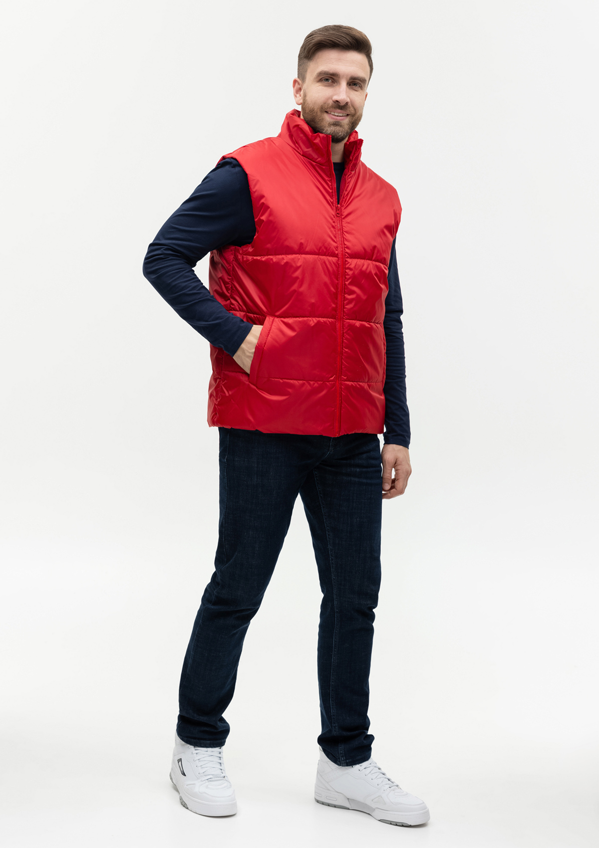 Жилет унисекс STAN утепленный таффета 210T,200, 84, Красный,  (14)  (56/XXXL)