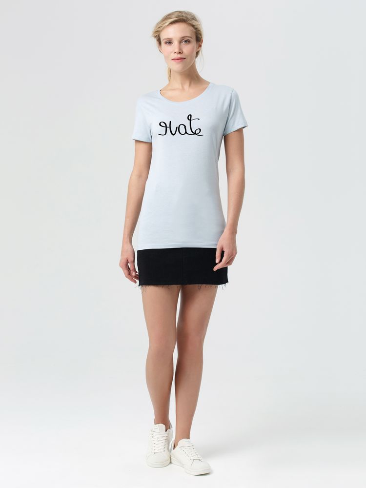 Футболка женская Hate-Love — пример нанесения логотипа (Ловец слов) | Print Logo