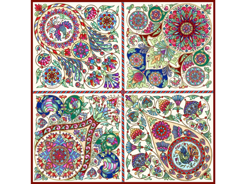 Платок Русская эмаль пёстрая с логотипом Русские в моде | Print Logo