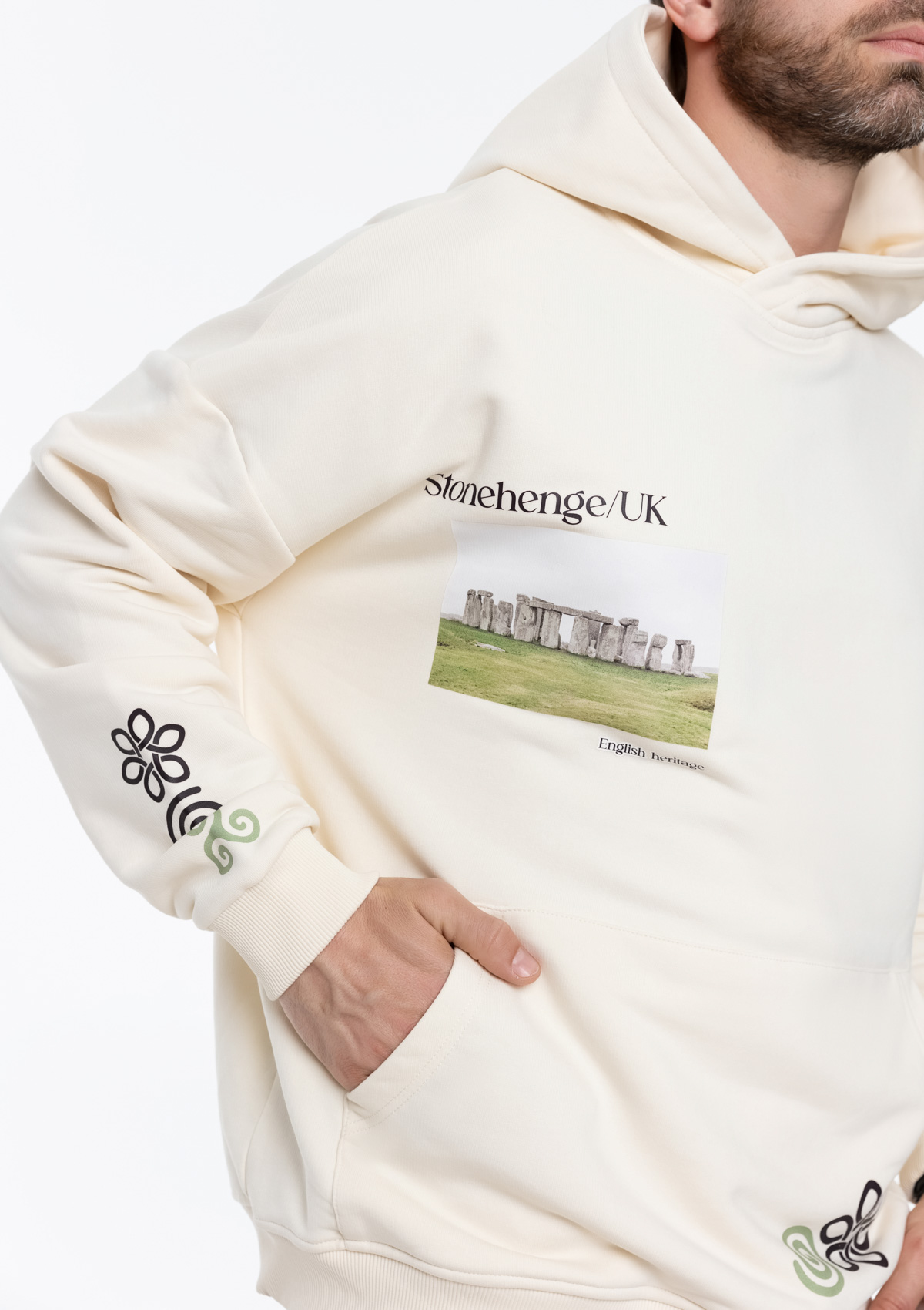 Худи унисекс STAN оверсайз футер без начёса 350, 66, Молочный,  (11)  (50/L)