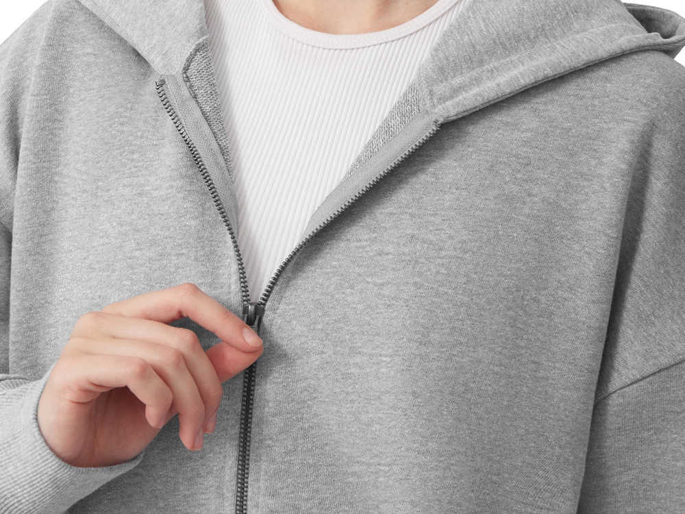 Толстовка оверсайз с капюшоном на молнии Monaco, серый меланж