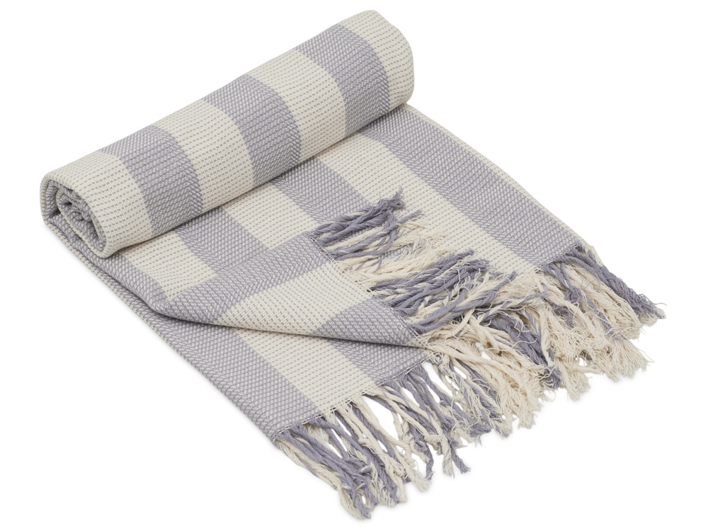 Плед Reglet из хлопка с бахромой с логотипом  | Print Logo