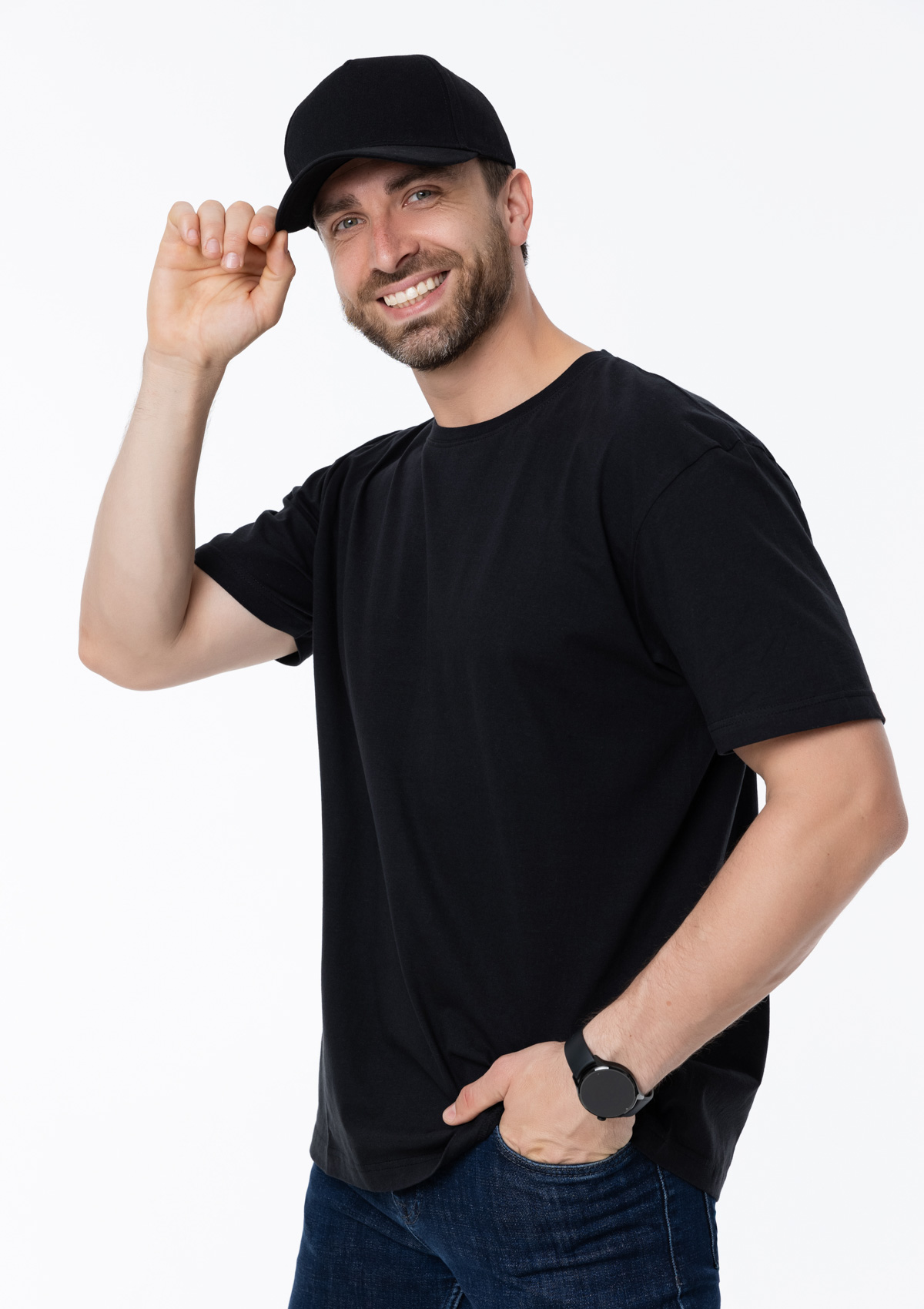 Футболка унисекс без бокового шва STAN хлопок 160, 02, Чёрный,  (20)  (46/S)