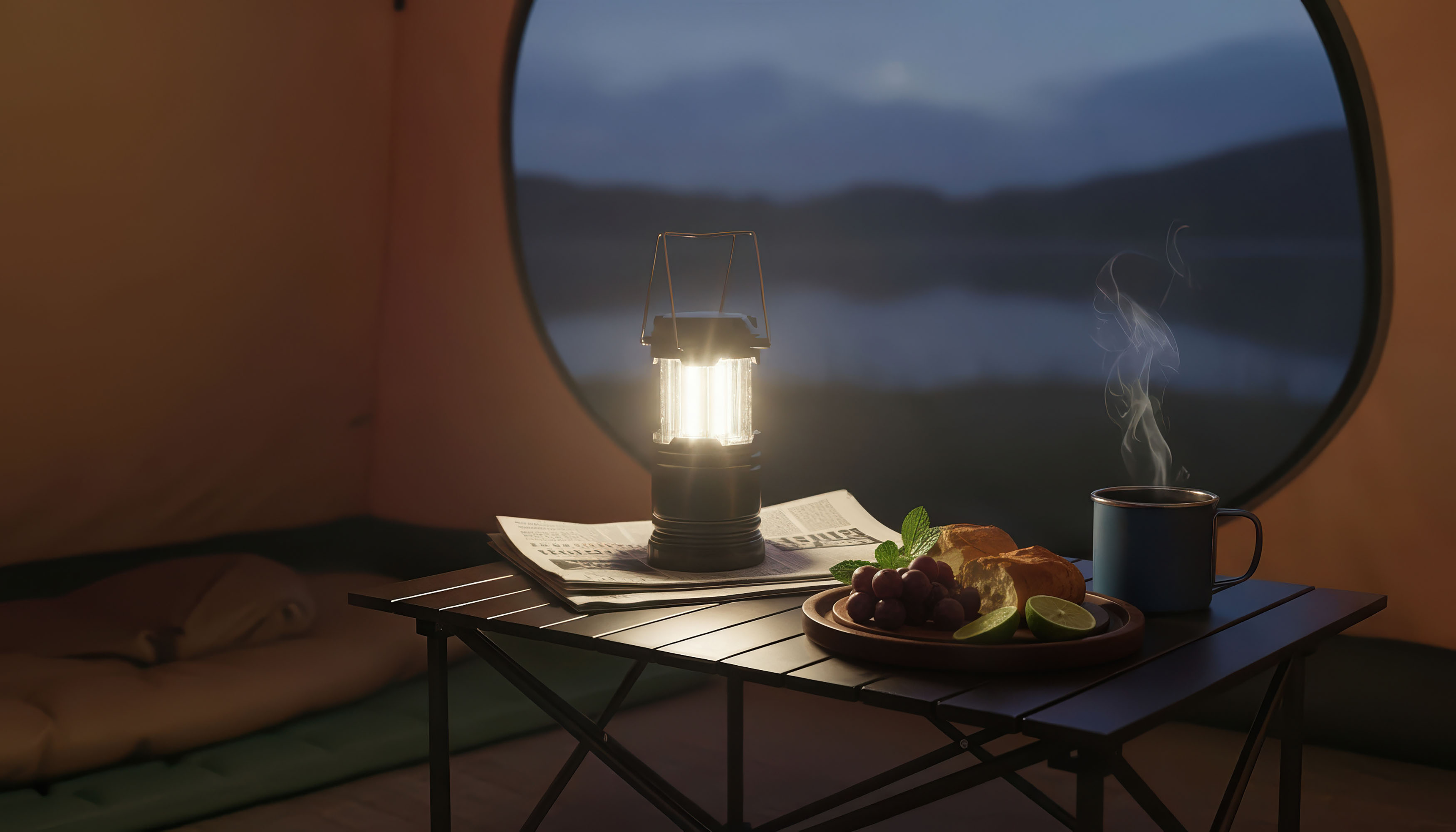 Туристический led-фонарь "Compass" 360˚ , черный