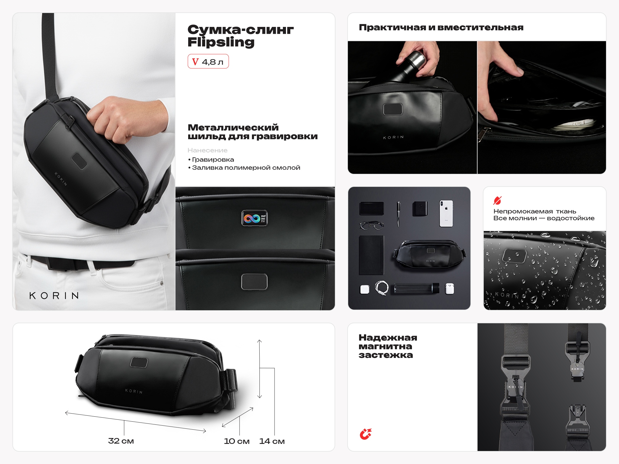 Сумка-слинг Flipsling, черный