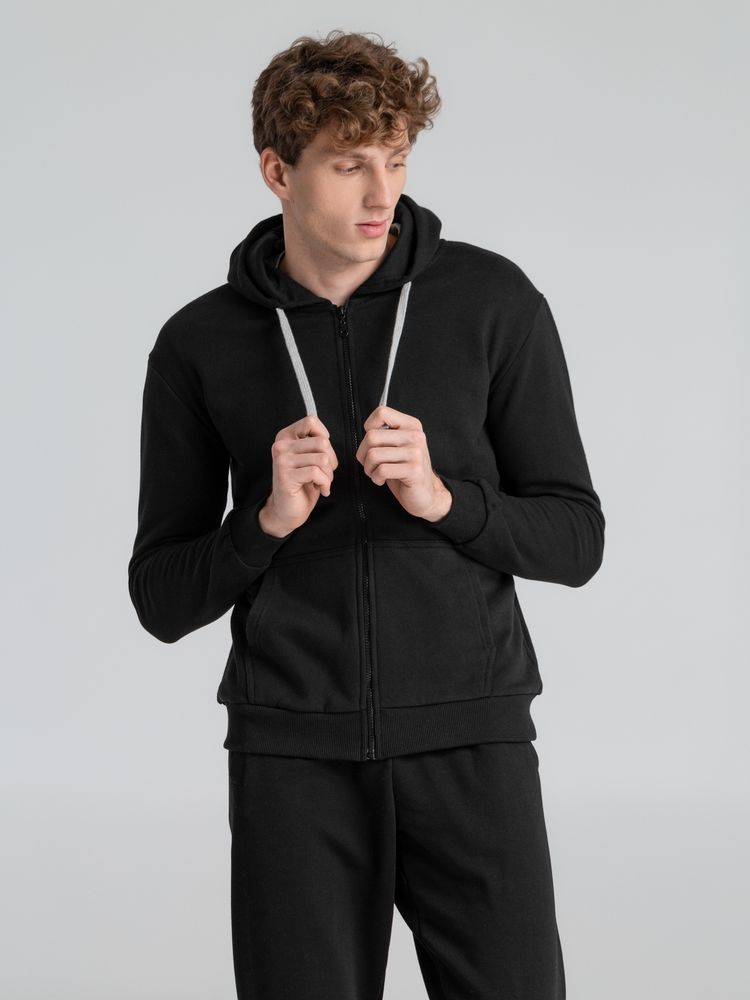Толстовка на молнии с капюшоном Unit Siverga Heavy черная, размер XL