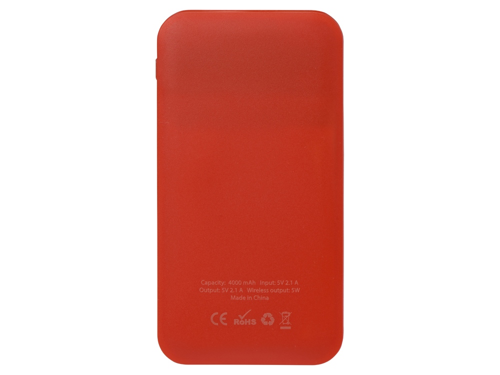 Портативное беспроводное зарядное устройство Impulse, 4000 mAh, красный