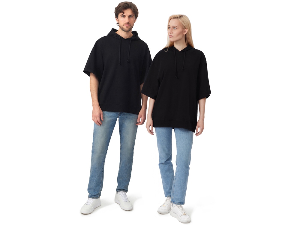 Худи оверсайз с коротким рукавом Warsaw унисекс, черный