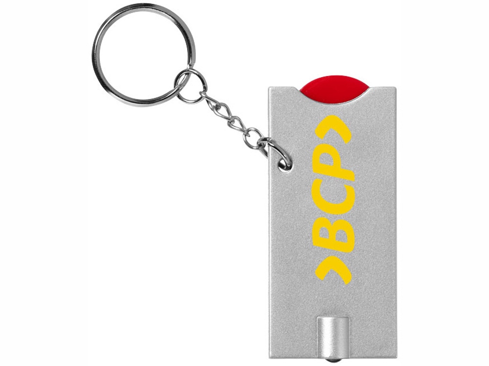 Брелок-держатель для монет Allegro с фонариком, красный/серебристый