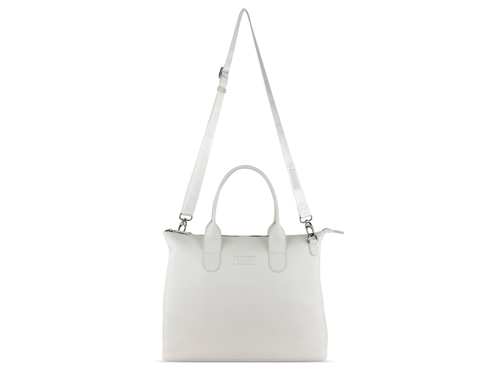 Сумка-шоппер BUGATTI ЭЛЬЗА | ELSA, белая, воловья кожа/полиэстер, 46х11х31,5 см
