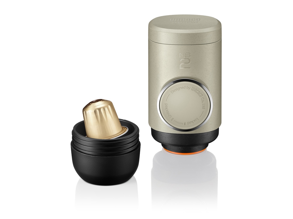 Портативная эспрессо кофемашина Minipresso NS2, капсульная с логотипом Wacaco | Print Logo