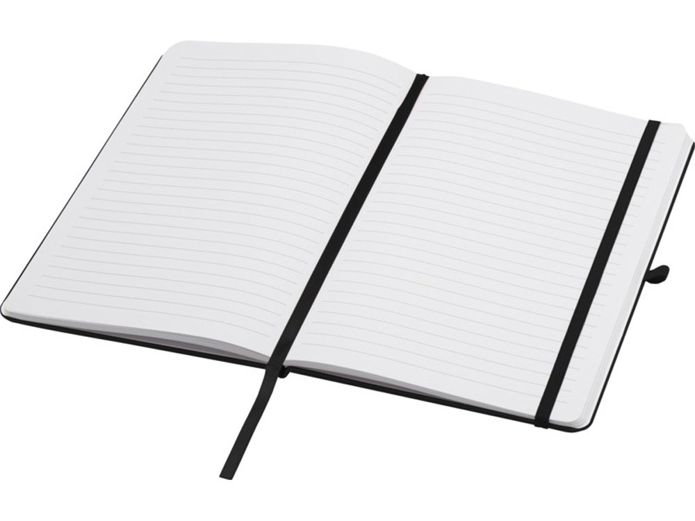 Teak блокнот А5 из переработан. материала в твердой обложке с линован. страницами - сплошной черный