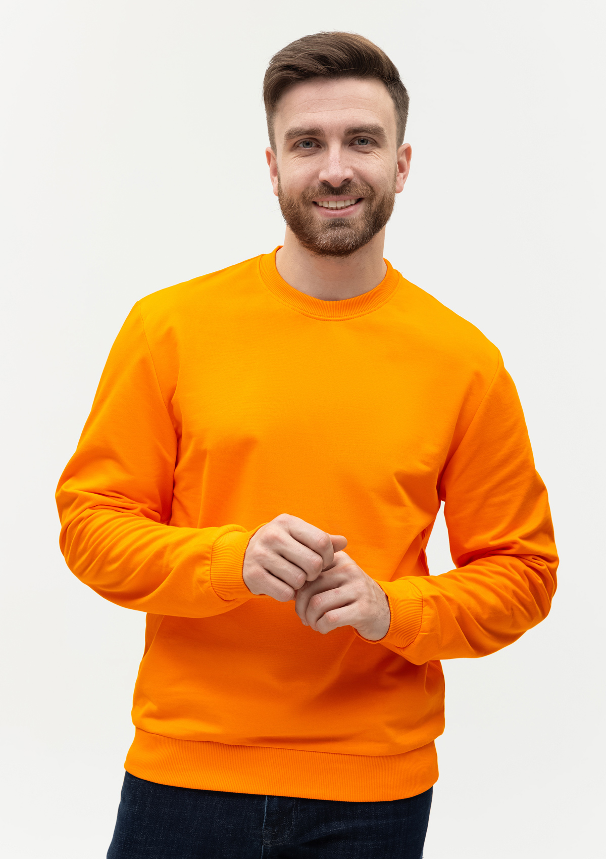 Свитшот унисекс STAN футер без начёса, 260, 63, Оранжевый,  (28/1)  (48/M)