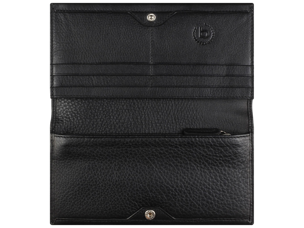 Кошелёк женский BUGATTI Lady Top, чёрный, натуральная воловья кожа, 19,5х2х10 см