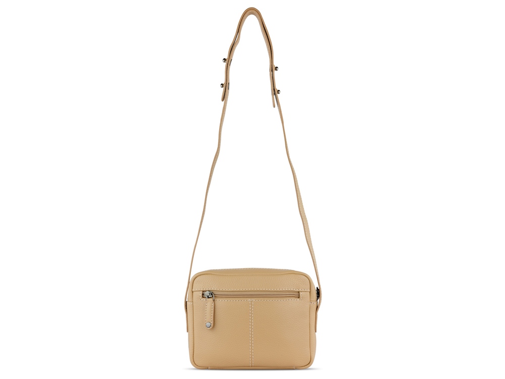 Сумка кросс-боди женская BUGATTI Elsa, песочного цвета, воловья кожа/полиэстер, 19х5,5х14 см