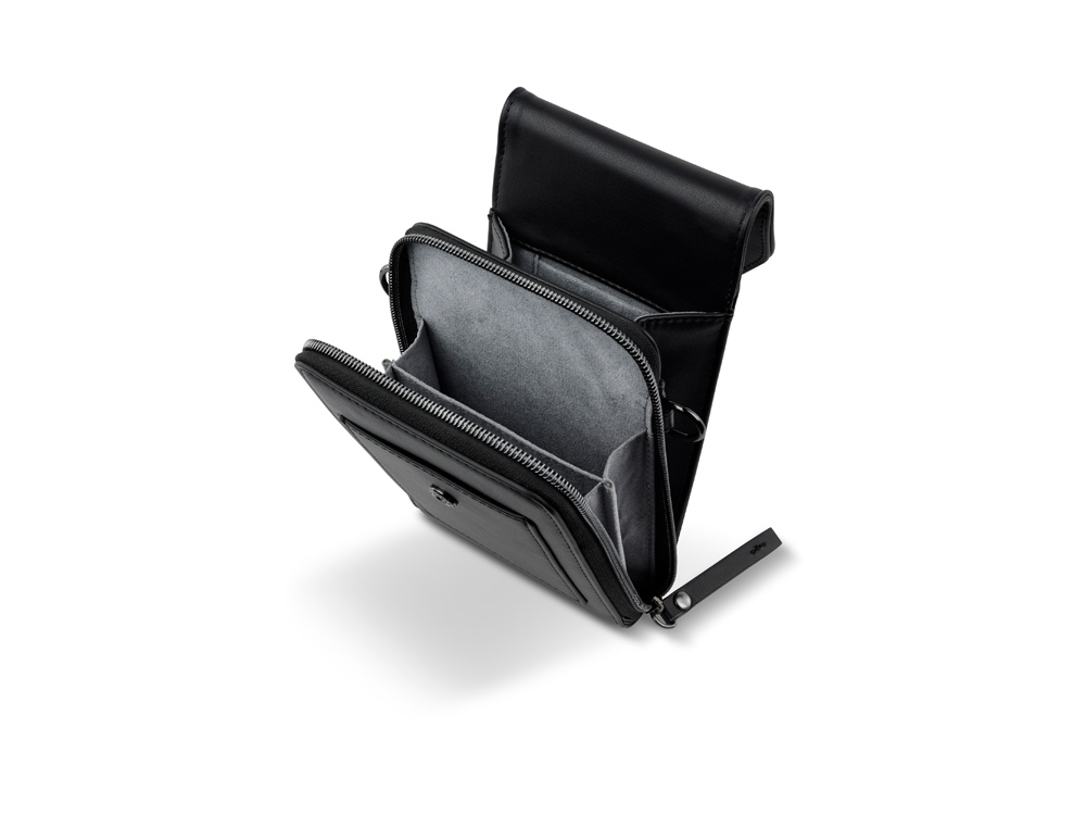 Сумка наплечная BUGATTI АЛМАТА | ALMATA, чёрная, полиуретан, 11х4х19 см