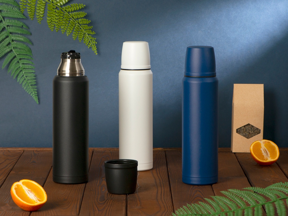 Термос с чашей и двойными медными стенками Stern, 1 л, черный