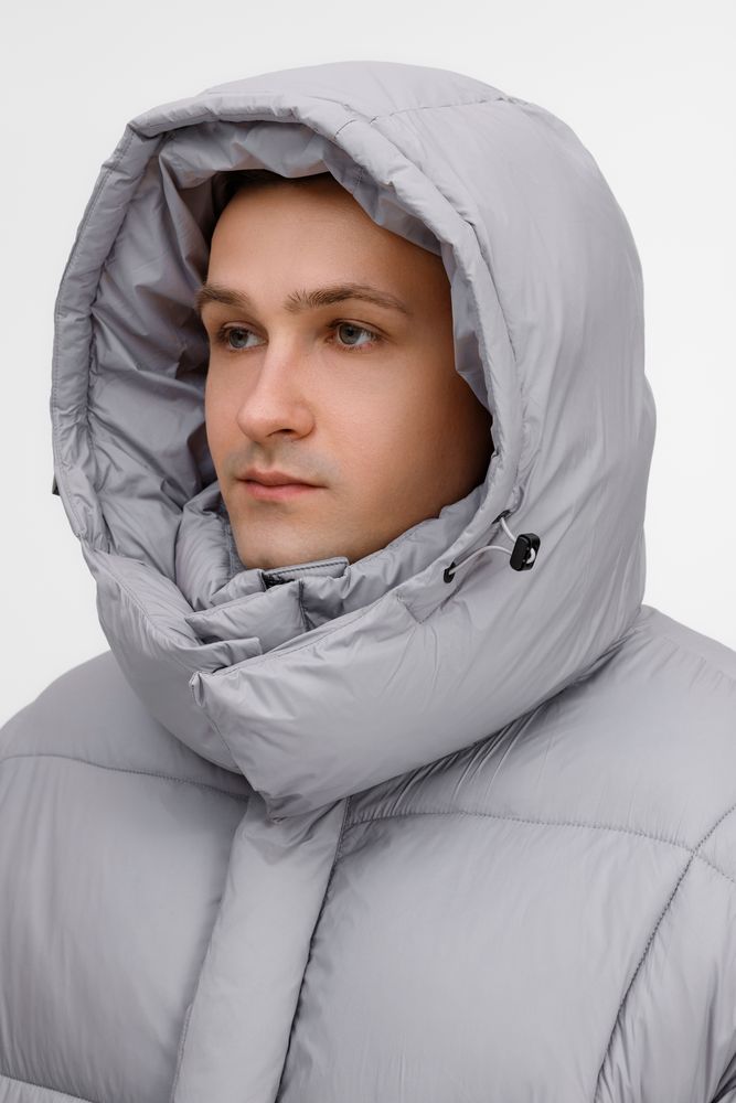 Пуховик унисекс Kapsula, серый, размер M/L