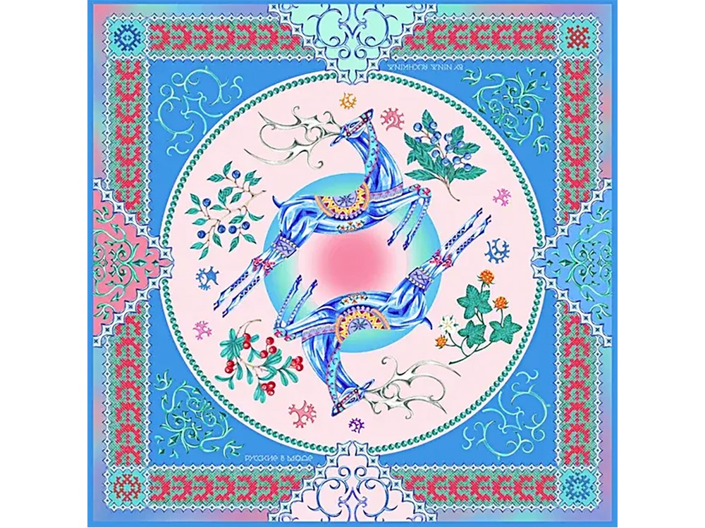 Платок Северное сияние с логотипом Русские в моде | Print Logo