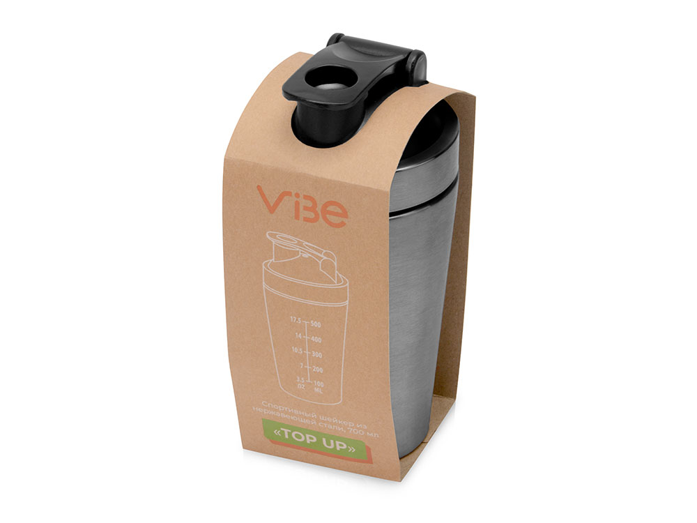 Спортивный шейкер из нержавеющей стали Top Up, 500 мл, серебристый (Р)