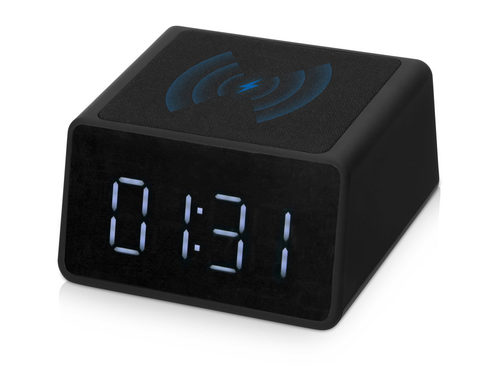 Беспроводная колонка с часами и функцией беспроводной зарядки Sentry с логотипом Evolt | Print Logo