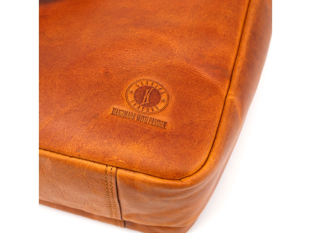 Сумка KLONDIKE DIGGER Earl, натуральная кожа цвета коньяк, 29 x 38 x 9 см