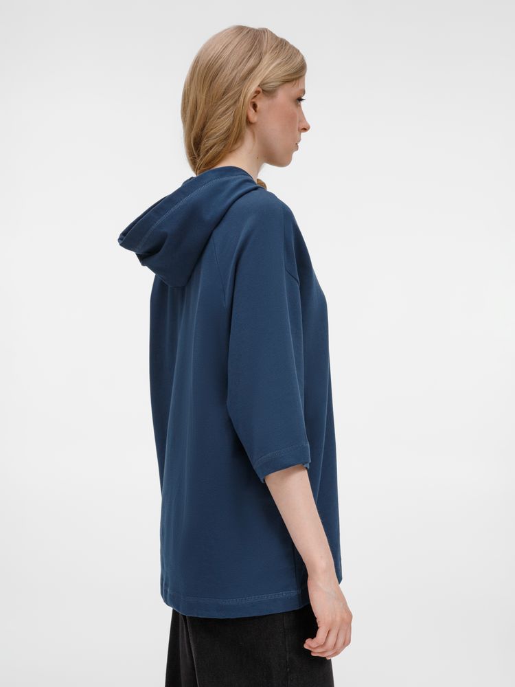 Футболка оверсайз унисекс с капюшоном Neofit, темно-синяя, размер XL/XXL