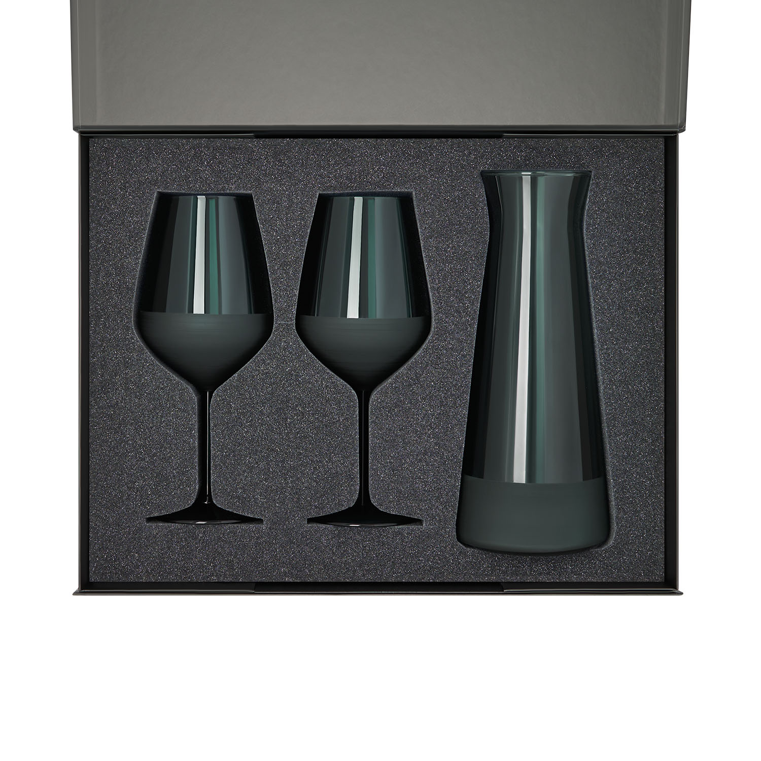 Ложемент под 2 бокала для вина + декантер в большую коробку-трансформер (арт. 695722) — пример нанесения логотипа (Portobello подарочная упаковка) | Print Logo