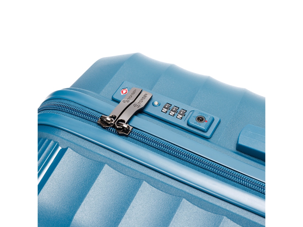 Чемодан TORBER НЕВО, синий, полипропилен, 49 х 28 х 76 см, 95 л