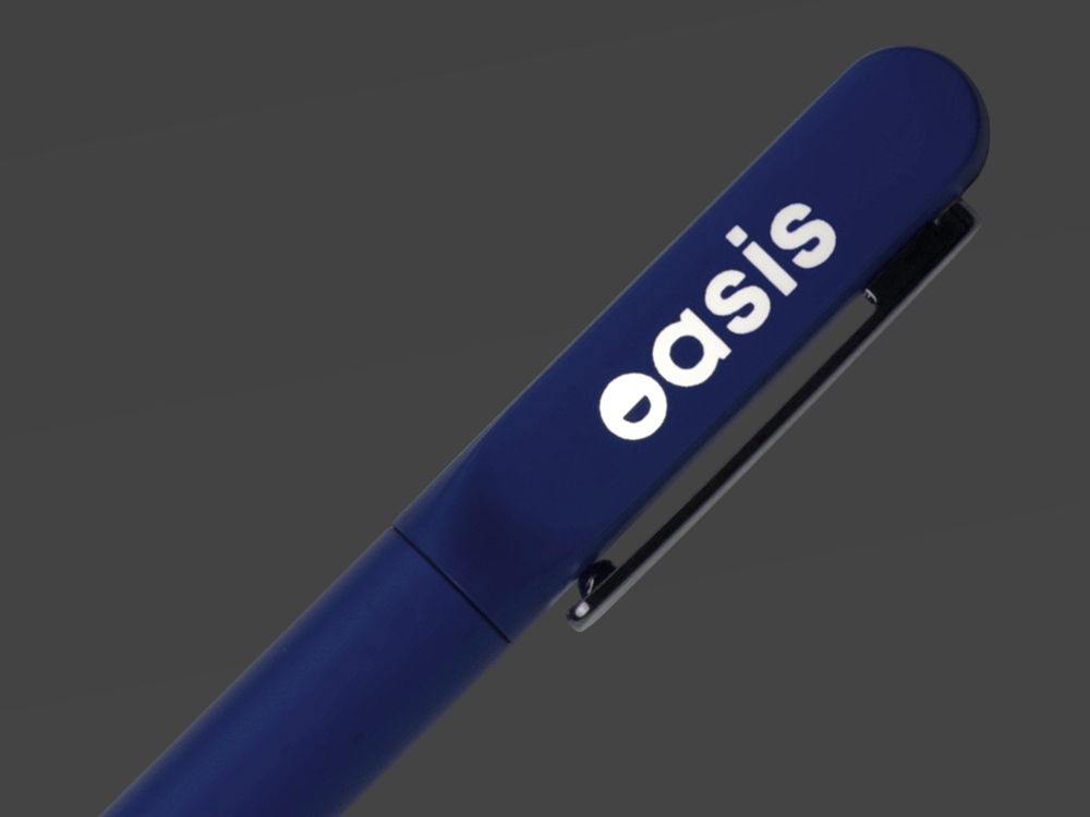 Металлическая шариковая ручка со светящимся логотипом Illuminata, синий