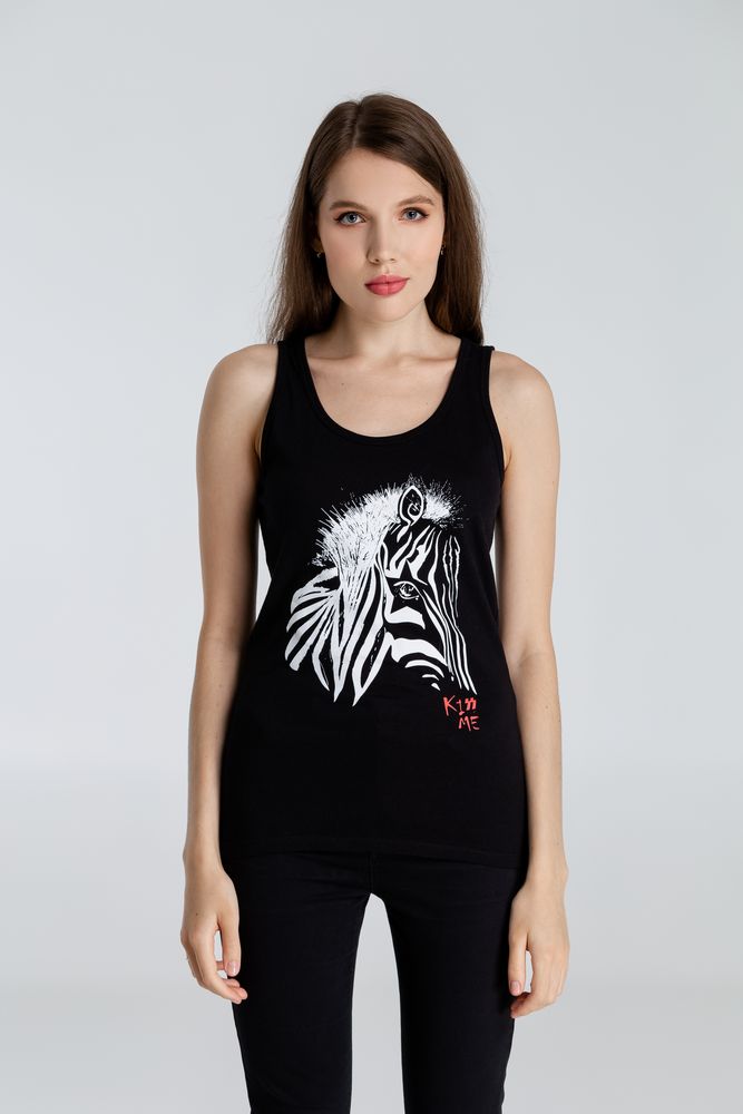 Майка женская «Арт-рокстар. Kiss Me» — пример нанесения логотипа (Принтэссенция) | Print Logo