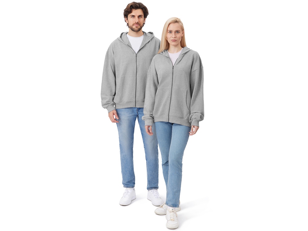 Толстовка оверсайз с капюшоном на молнии Monaco, серый меланж