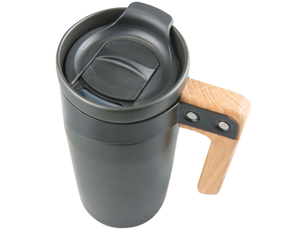 Керамическая кружка с ручкой из дерева Grotto, черный (Р)