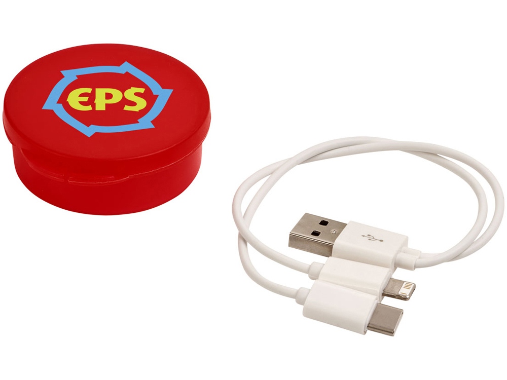 Кабель для зарядки Versa 3-в-1 в футляре, красный прозрачный