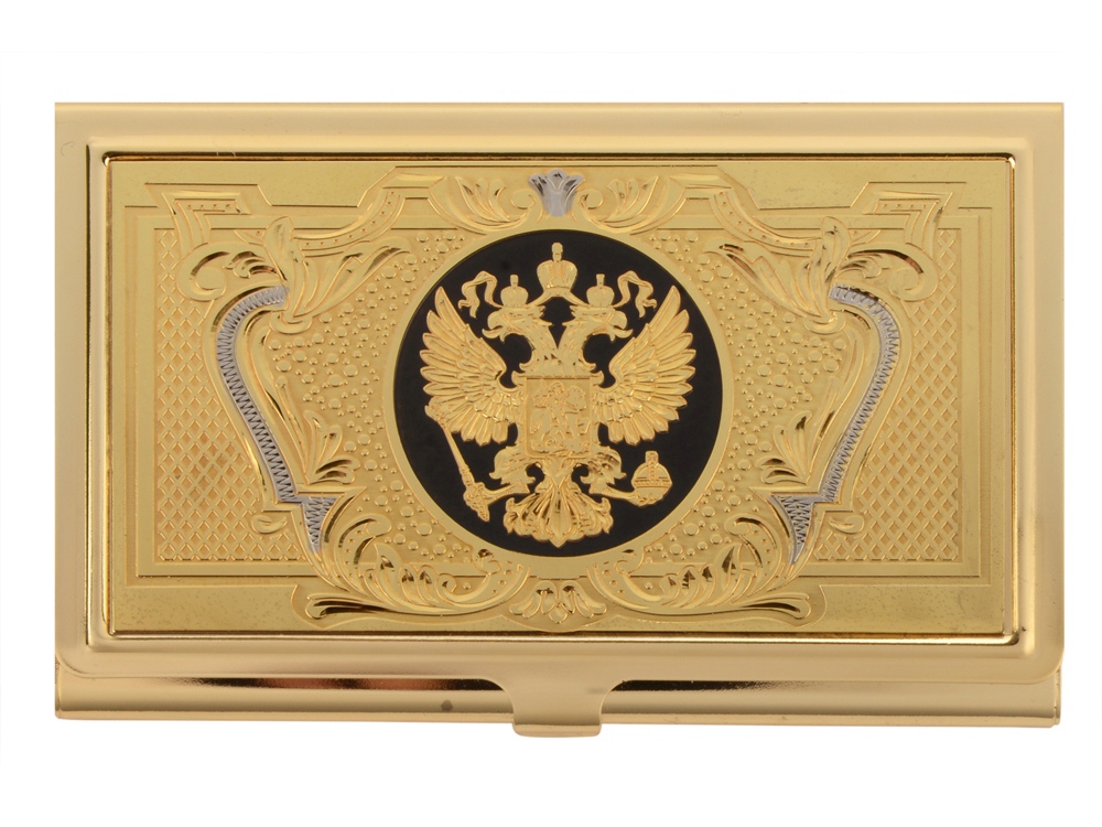 Набор Российский менеджмент: визитница, ручка шариковая, золотистый/серебристый