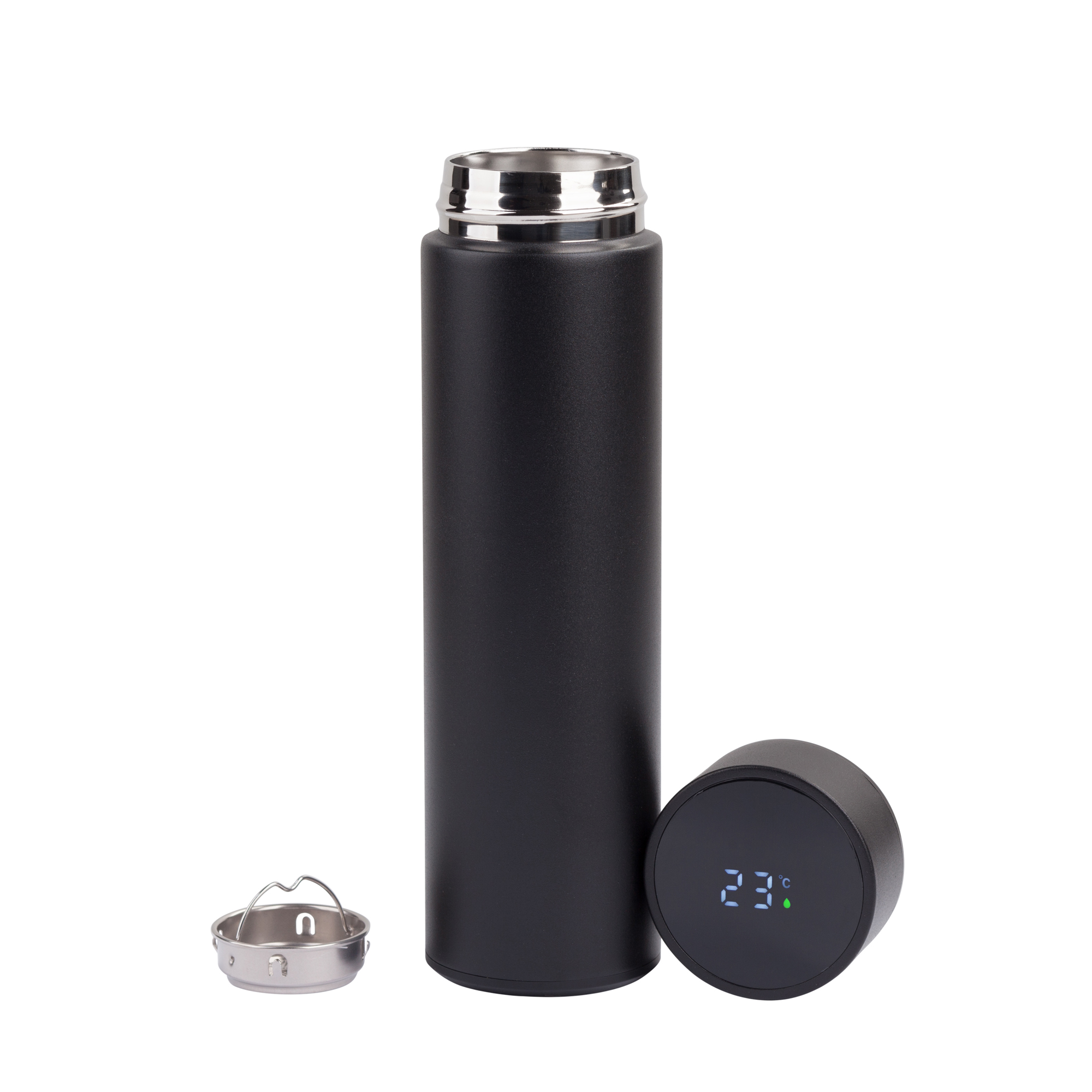 Термос "Бостон" с индикацией температуры, soft touch, 0,5л., черный