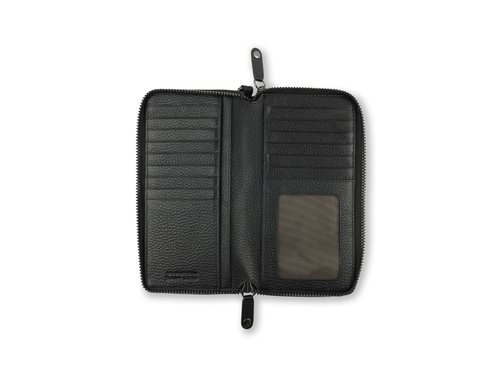 Кошелёк женский BUGATTI ЭЛЬЗА | ELSA, с защитой данных RFID, чёрный, воловья кожа/полиэстер, 19х3х10,5 см