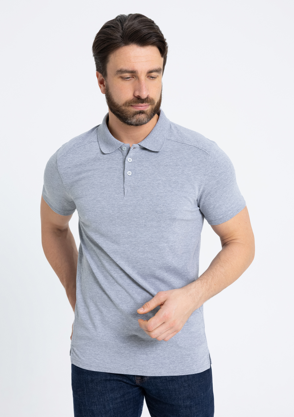 Рубашка поло унисекс STAN хлопок/эластан 200, 05, Серый меланж,  (50/60)  (54/XXL)